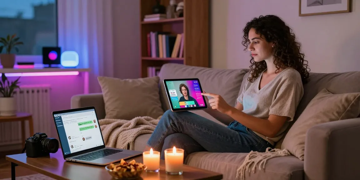 Comfortable urban setting featuring an engaging sex ai chat on a tablet
