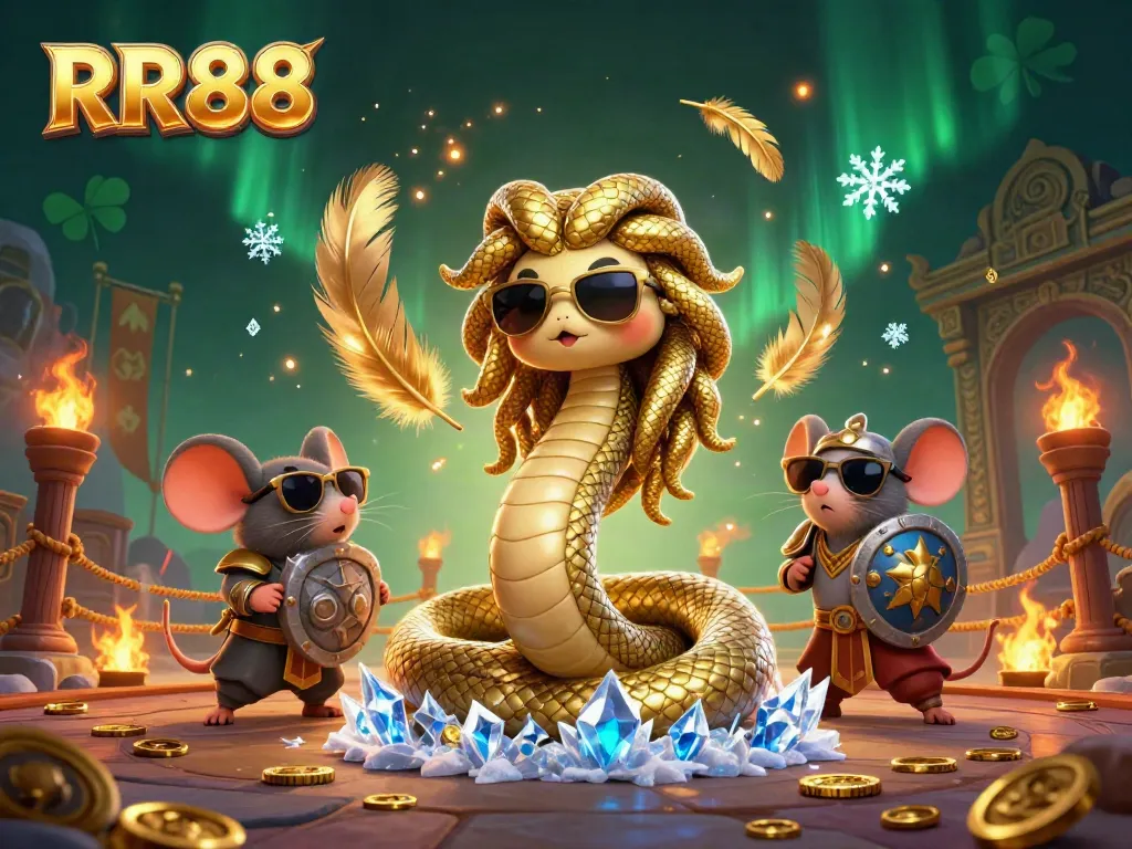 Experience the excitement of RR88, featuring a lively 3D scene with mythical characters in an energetic gambling environment.