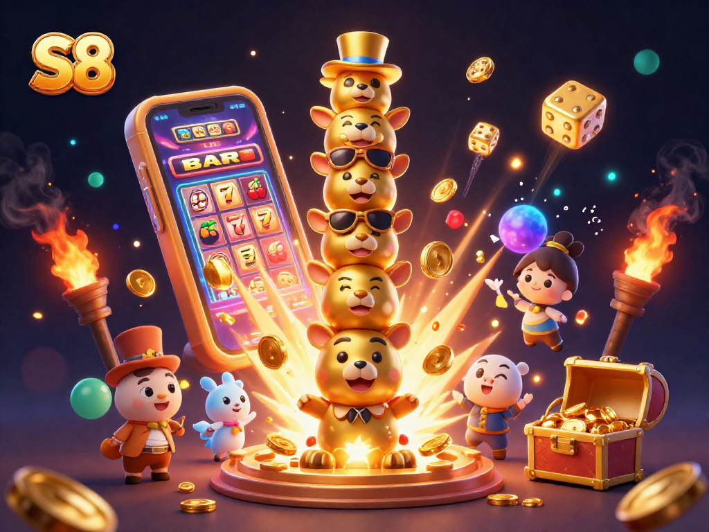 S8 engages players with thrilling slot experiences amid a vibrant casino atmosphere.