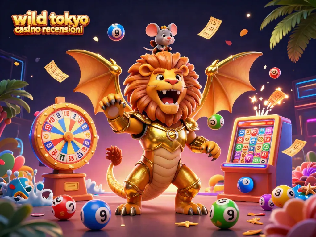 wild tokyo casino recensioni showcasing a vibrant 3D scene with a chimera and colorful casino elements.