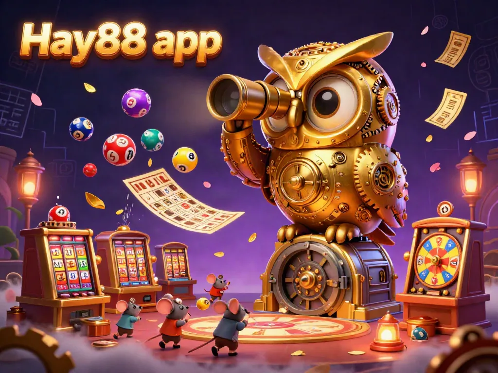 Engage with thrilling games on the Hay88 app featuring a magical casino scene with animated characters.