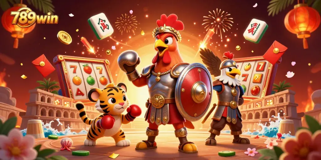 Engage in the thrilling world of 789win with a dynamic 3D casino scene featuring exciting slot elements.