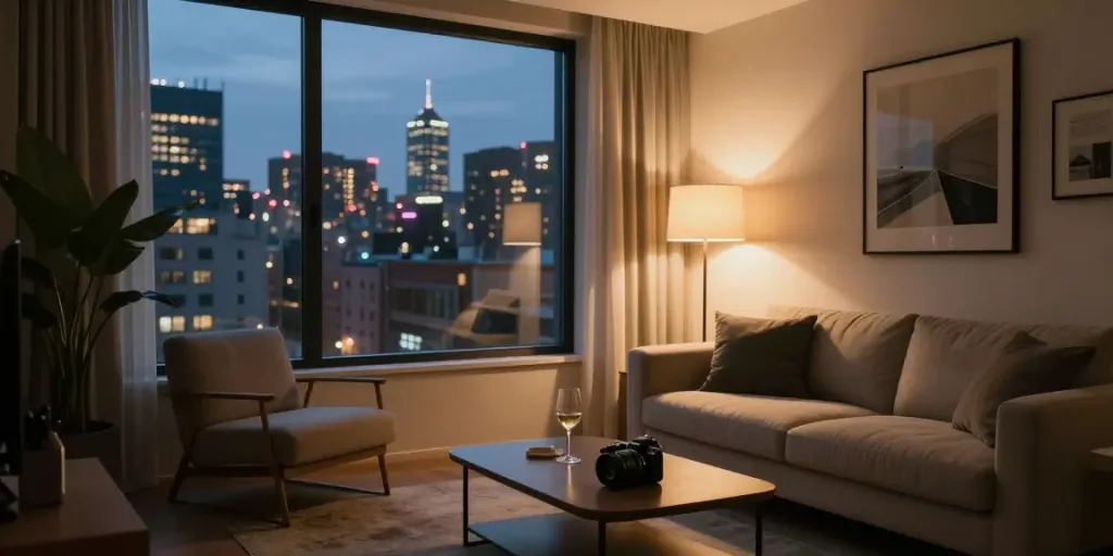 Stylish discreet apartment in the center, showcasing elegant furnishings and inviting atmosphere.